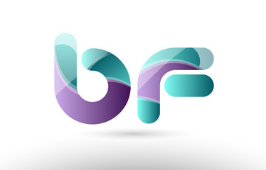3d letter bf b f green purple alphabet logo icon company design