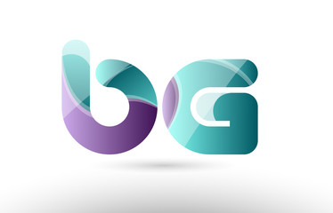 3d letter bg b g green purple alphabet logo icon company design