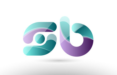 3d letter sb s b green purple alphabet logo icon company design