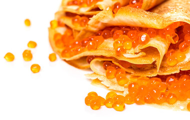 pancakes with red caviar
