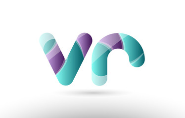 3d letter vr v r green purple alphabet logo icon company design