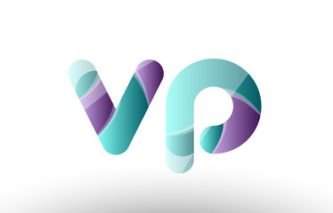 3d letter vp v p green purple alphabet logo icon company design