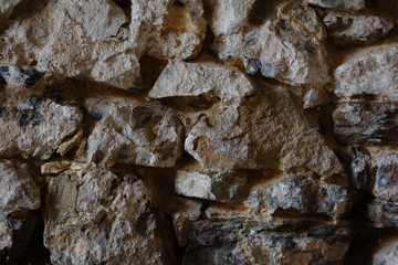 Brick & stone wall fragment. Texture, background, wallpaper, pattern.