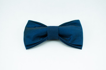 Well-designed stylish dark-blue bow tie made of soft cloth