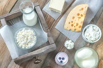 Assortment of dairy products