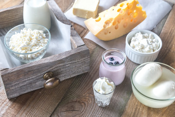 Assortment of dairy products
