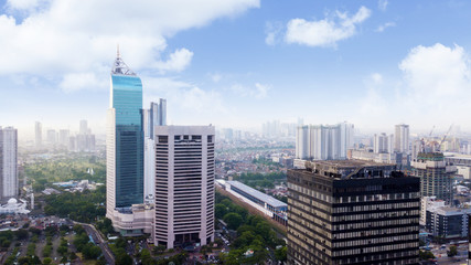 Obraz na płótnie Canvas Aerial view of Jakarta modern buildings