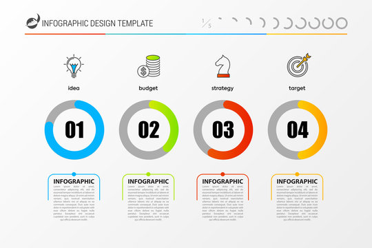 Inforgraphic design template. Timeline concept with percent