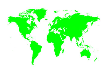 Fototapeta na wymiar World map neon green color vector