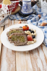 Meatloaf with broccoli and cheese