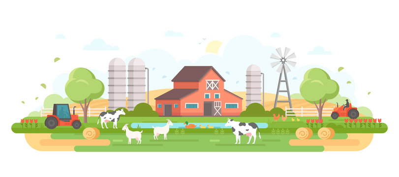 Farm - modern flat design style vector illustration