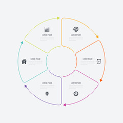 Infographics template 6 options with circle