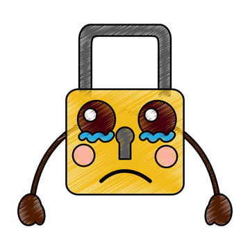safe secure padlock kawaii character vector illustration drawing image
