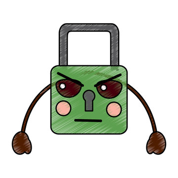 safe secure padlock kawaii character vector illustration drawing image
