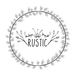 rustic circular seal wreath vector illustration design