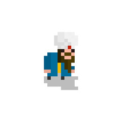 Pixel character  Arab in a turban  for games and websites