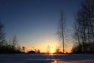 Fototapeta premium Beautiful winter sunset