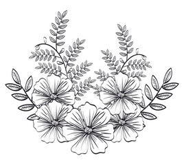 monochrome and rustic decoration floral vector illustration design