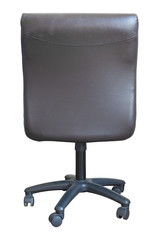 back view of leather office chair isolated on white with clipping path