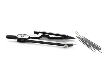 Black dividers, compass isolated on white, clipping path