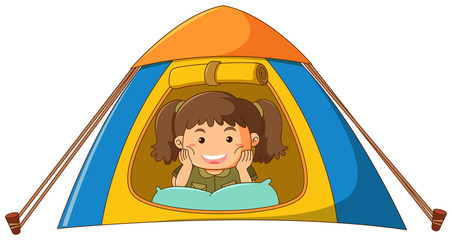 Little girl in tent