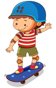 Little boy playing skateboard