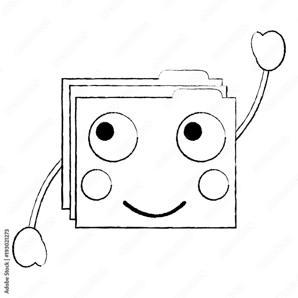 Poster file folder happy emoji icon image vector illustration design black sketch line