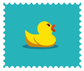 Rubber duck illustration. Candy colors vector flat icon.
