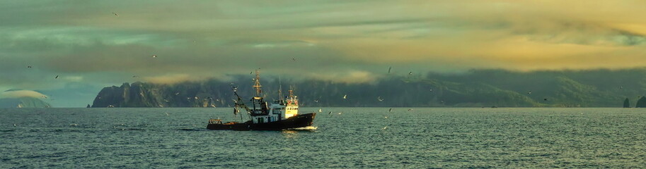 boat, Russia, kamchatka, travel, sea, panorama