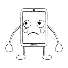 smartphone kawaii phone character cartoon vector illustration sketch image