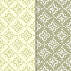 Fototapeta premium Set of geometric ornaments. Olive green seamless patterns