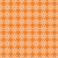 White floral seamless pattern on orange background