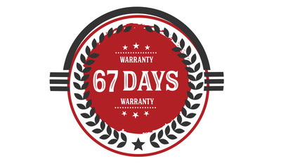 Fototapeta na wymiar 67 days warranty rubber stamp 