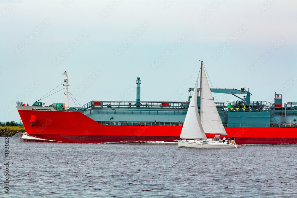 Sticker Red cargo tanker ship