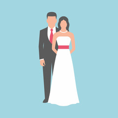 wedding couple on blue background