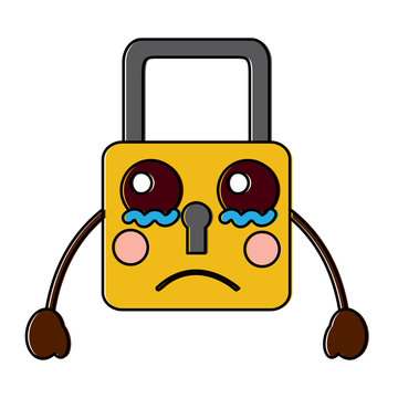 safe secure padlock kawaii character vector illustration