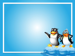 Obraz premium Frame template with two penquins
