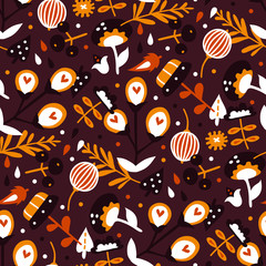 Naklejka premium vector seamless background pattern with plants