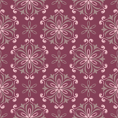 Seamless background. Floral purple red pattern