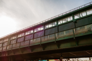 Naklejka premium green colored train station at schoenhauser allee, berlin