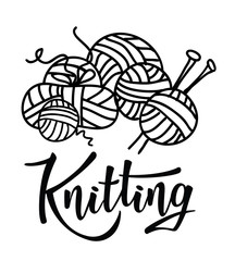 'Knitting' lettering logo for yarn store