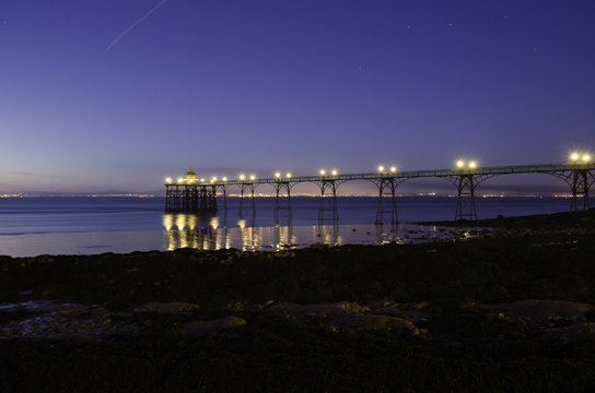 Clevedon pier cold winter night