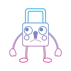 safety lock sad emoji icon image vector illustration design  blue to purple ombre line