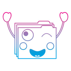 file folder wink  emoji icon image vector illustration design  blue to purple ombre line