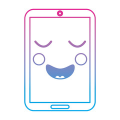 cellphone happy emoji icon image vector illustration design  blue to purple ombre line