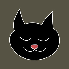 Head of sleeping black cat