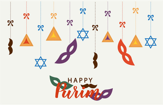 Happy Purim Greeting card or background. vector illustration.