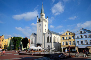 Market square in Bytow (Poland) - obrazy, fototapety, plakaty