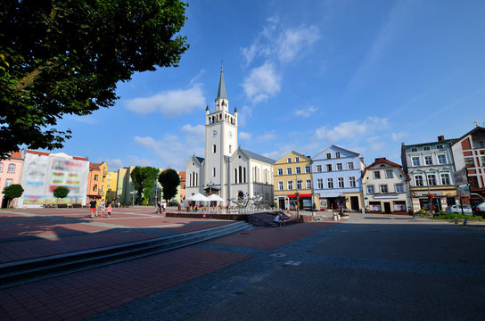 Market square in Bytow (Poland)