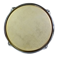 Top view of drum leather  isolated on white background. Drum head